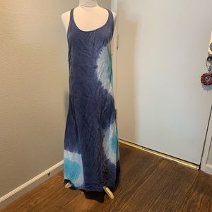 C&C CALIFORNIA INDIGO TIE DYE MAXI DRESS